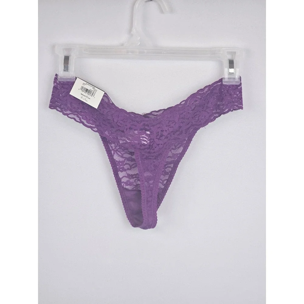 No Boundaries Womens Purple Floral Lace Thong Panty‎ Size Large New With Tags